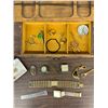 Image 2 : Jewellery Box / Writing Desk Tray with Assorted Jewellery Rings, Tie Clips, Cufflinks, etc