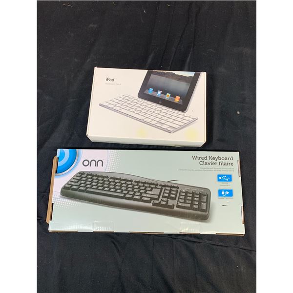 Lot of 2 Keyboards Wired and Apple Wireless Keyboard Dock