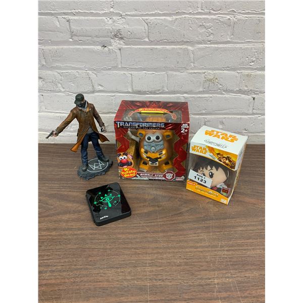 Lot of 4 Assorted Pop Culture Collectibles Mr Potato Head Transformers, Star Wars, Switch Game Case