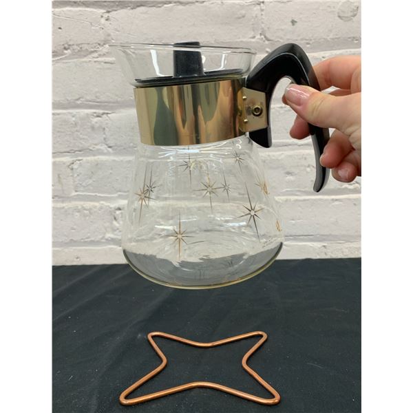Vintage MCM Corning Ware Starburst Gold Design Small Coffee Pot 6 Cups?