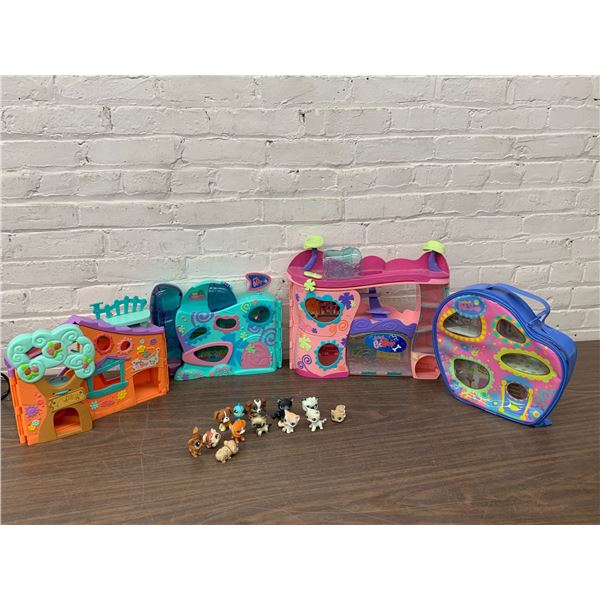 Lot of 4 Littlest Pet Shop Carry Cases / Playsets