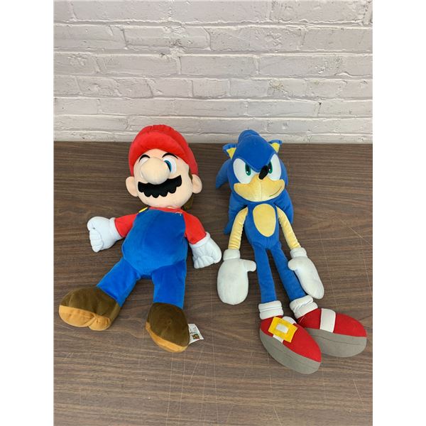 Lot of 2 Mario and Sonic Plush Toys 2ft tall