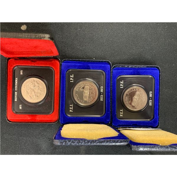 Lot of 3 Royal Canadian Mint BC Canadian Dollar 1871-1971 and x2 PEI 1873-1973 Coins