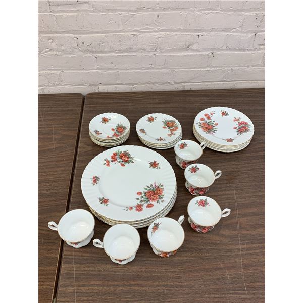 Royal Albert Centennial Rose 30pcs 6 Person Place Setting Cups, Plates, Bowls