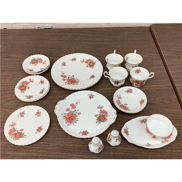 20pcs Royal Albert Centennial Rose Cups, Servers, Plates Bowls, Salt and Pepper