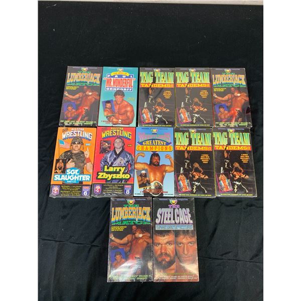 Lot of 12 SEALED Wrestling VHS Tapes Mostly UWF and AWA
