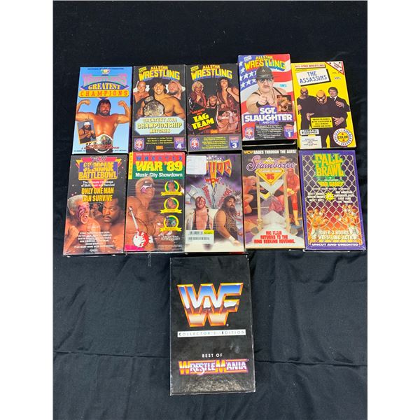 Lot of 11 Wrestling VHS Tapes WCW, AWA, Etc
