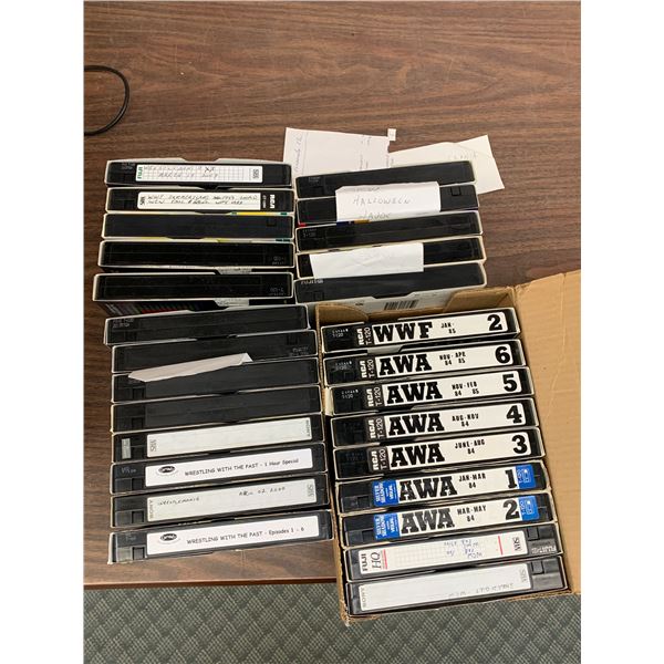 Lot of 28 80s 90s 2000s Home Recordings of Wrestling Related Television VHS Tapes