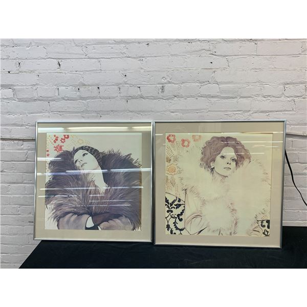 Pair of Framed Woman Art Prints 26" x 26"