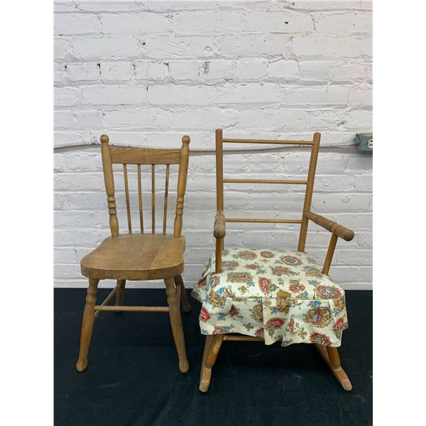 Pair of Vintage Small Wooden Doll Chairs 2ft