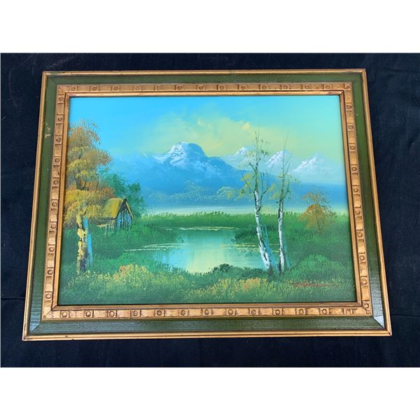 Framed Original Landscape Painting, Vintage 19" x 15"