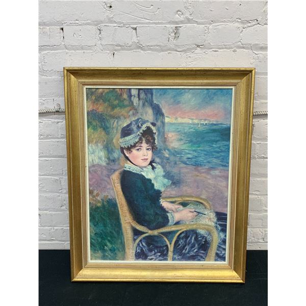 Framed Renoir "By The Seashore" Sitting Girl Art Print, 2ft x 29"