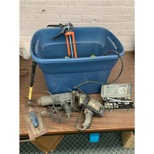 Tote with Miscellaneous Power Tools & Hand Tools