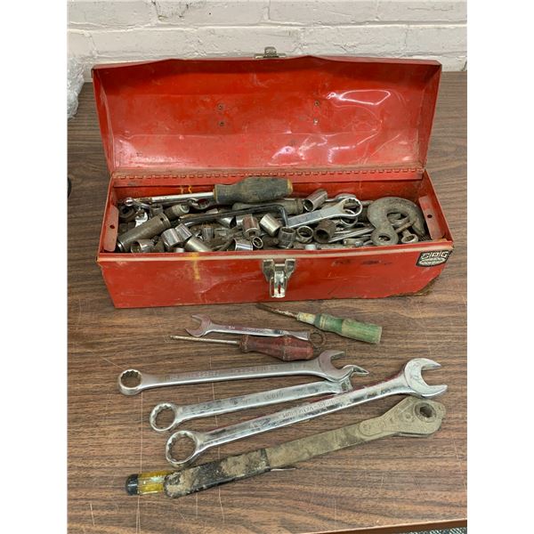Tool Box Full of Mostly Wrenches and Sockets