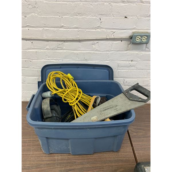 Tote of Electrical, Hand Tools, Saw