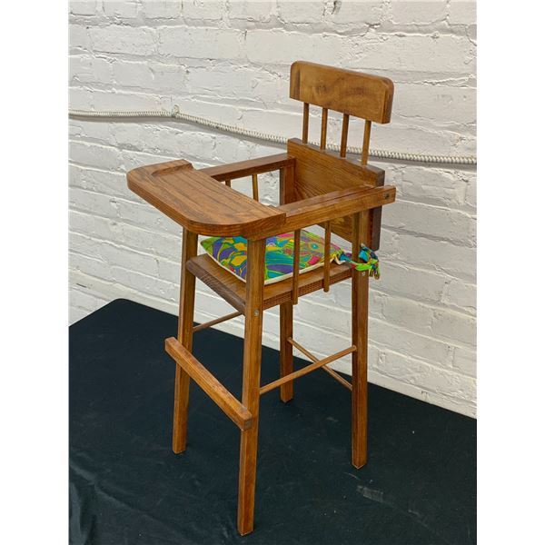 Vintage Wooden Doll Eating Chair 28"