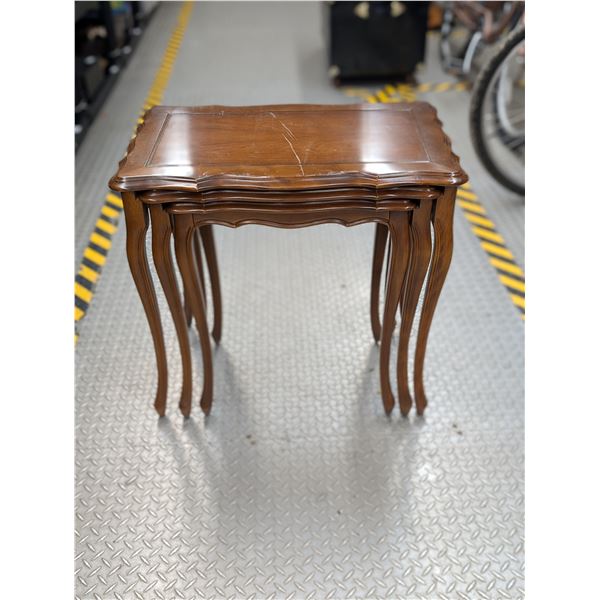 Set of 3 Brown Wooden Nesting Tables 1970s