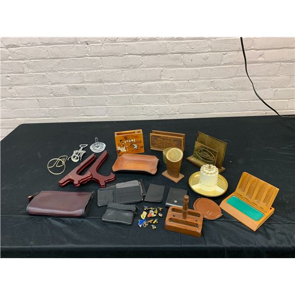 Vintage Office Related Items, Winnipeg & Manitoba Pins, Pencil Holders, Envelope