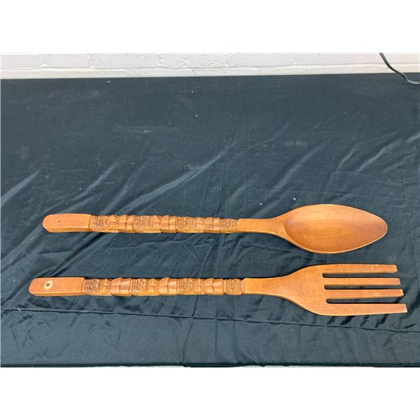 Wooden Fork and Spoon Wall Decor 37"