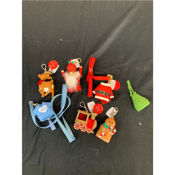 Lot of Christmas Themed Hand Sanitizer Keychain Holders