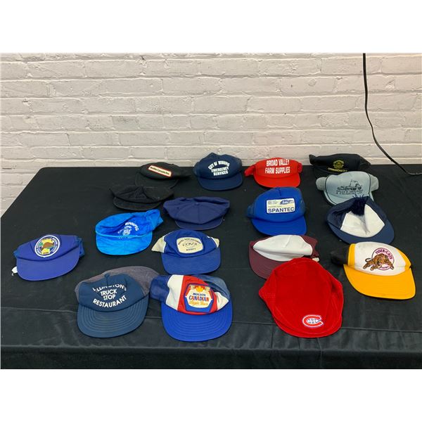 Lot of 17 Trucker Hats Baseball Caps Snap Backs Advertising / Misc Novelty