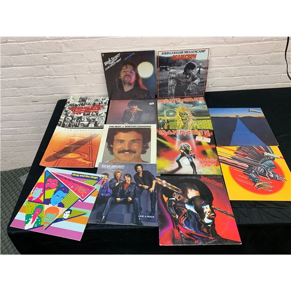 Lot of 11 Vinyl Records LPs Iron Maiden, Judas Priest, Burton Cummings Etc, Rolling Stones Led Zepp