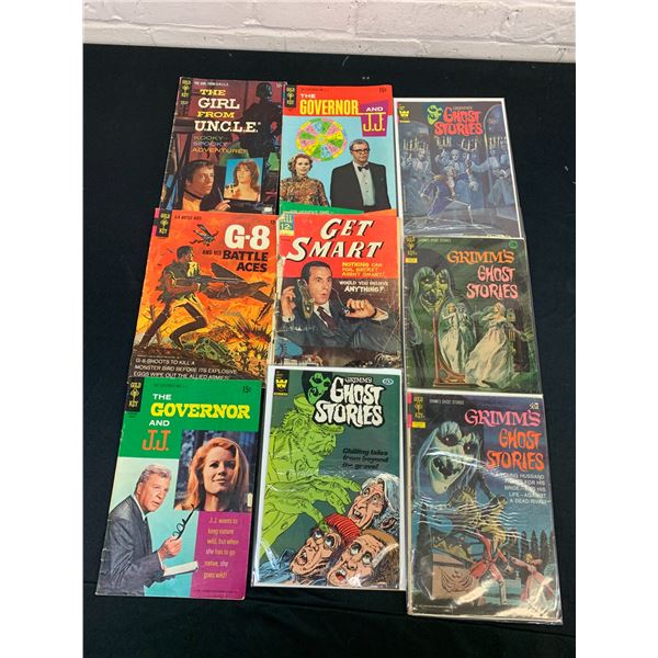 Lot of 9 Vintage Comic Books Gold Key Ghost Stories, Get Smart, The Girl From UNCLE, etc