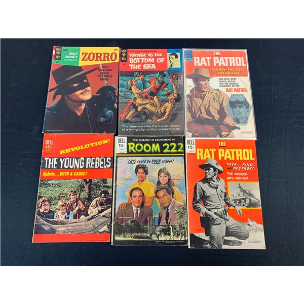 Lot of 6 Vintage Comic Books Gold Key, DELL Zorro, Rat Patrol, Room 222, Etc