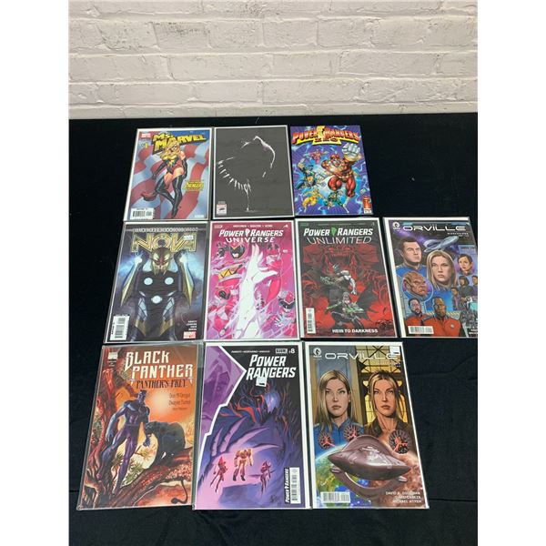 Lot of 10 Modern Comic Books Power Rangers, Orville, Mrs Marvel, NOVA, etc