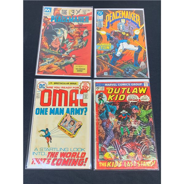 Lot of 4 Vintage Comics Peacemaker, Outlaw Kid, OMAC