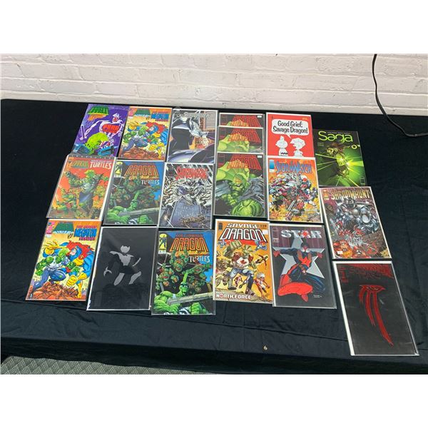 Lot of 21 Vintage Comics The Savage Dragon, SAGA, Shadowhunt, Shadowhawk, Shaman's Tears
