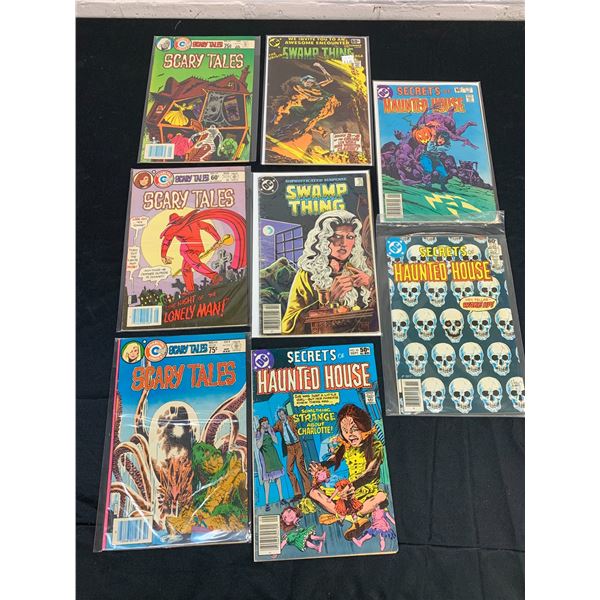 Lot of 8 Vintage Comic Books Secrets of Haunted House, Scary Tales