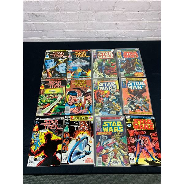 Lot of 12 Vintage Comic Books Star Wars, Star Trek