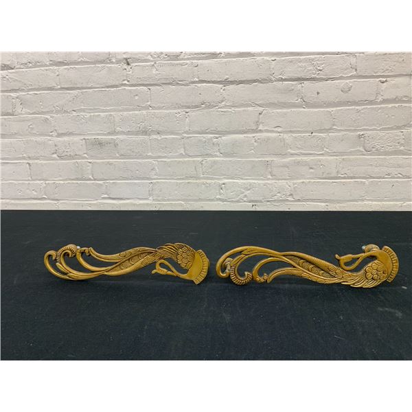 Pair of Metal Peacock Door Handles 11" long