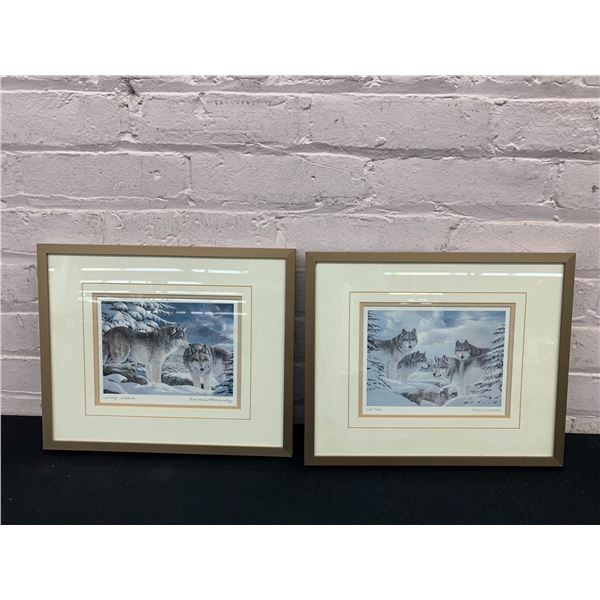 "Wolf Watcher" and "Wolf Pack" Framed Art Prints 13" x 11"  Amneris Fernandes