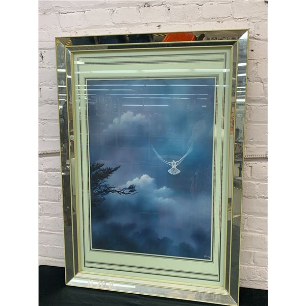 Framed Flying Bird in Storm Signed Greg...?  28" x 40"