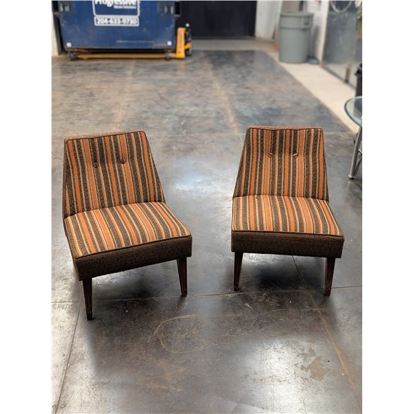 Pair of Vintage Mid Century Upholstered Slipper Chairs