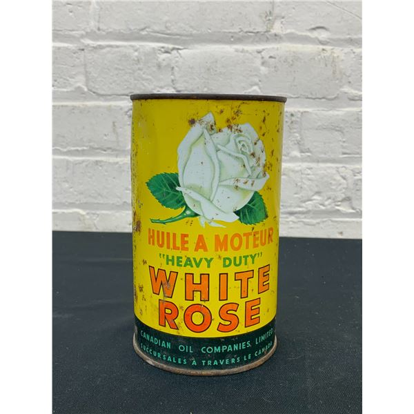 Vintage Full 'White Rose' Canadian Heavy Duty Motor Oil Tin