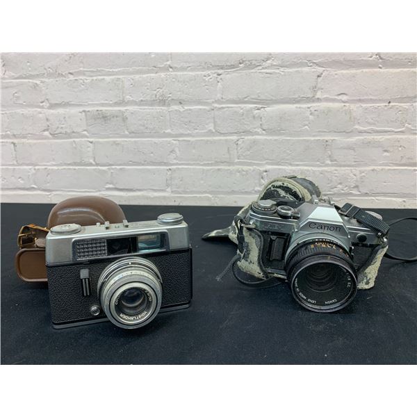 Canon AE-1 with 50mm 1.8 Lens and Voigtlander Vitoret Dr  Film Cameras *as is*
