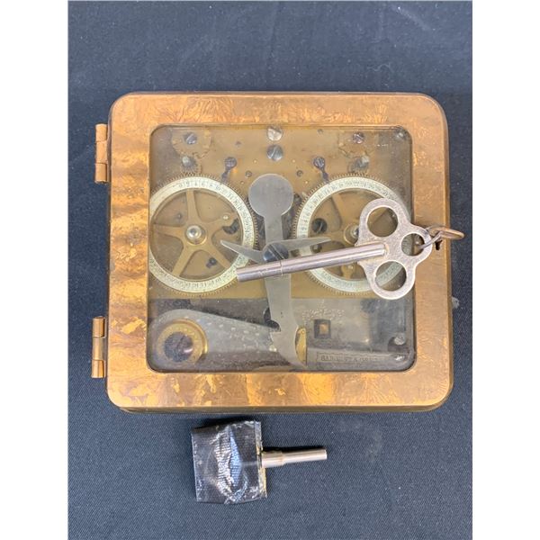 Antique 1875 Sargent & Greeneleaf Bank Vault Time Lock with Key *appears working*