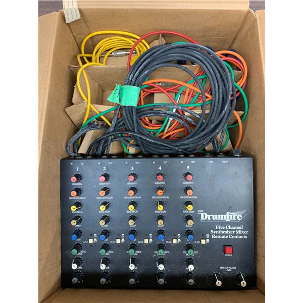 Drumfire Five Channel Synthesizer Mixer  & Assorted Cables