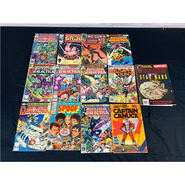Lot of 13 Vintage Comics Captain Canuck #1, Logans Run #1, Battlestar Galactica Early Issues, etc