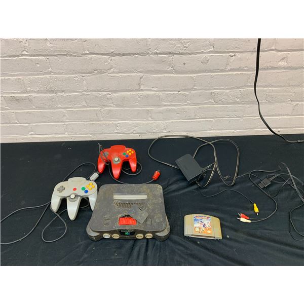 Nintendo 64 Game Console Bundle, 2 Controllers, Cables, Expansion Pack, Game *filthy, as is*