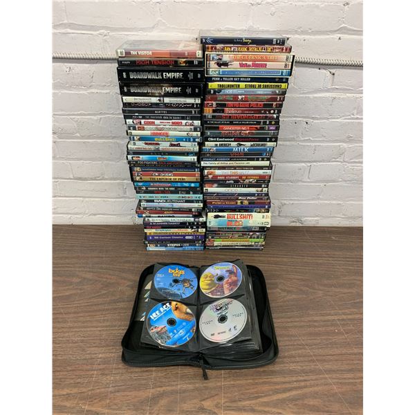 Lot of 80+ DVD Movies Assorted Titles, Binder of Discs