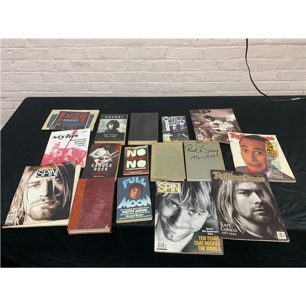 Lot of 16 Books / Magazines Music Related, Nirvana, Neil Young, Canadian Rock, etc