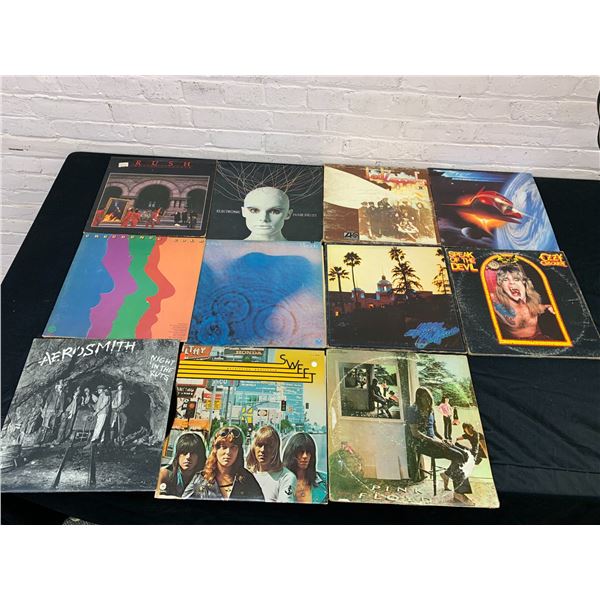 Lot of 11 Vinyl Records LPs Ozzy Osborne, RUSH, ZZ top, Aerosmith, etc