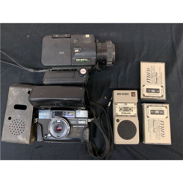 Lot of Minolta Camera, Camcorder, Pocket Micro Cassette Recorder, etc