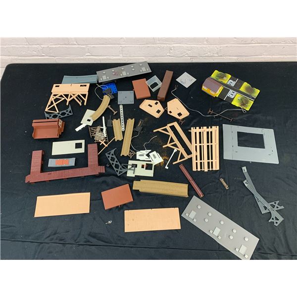 Vintage HO Model Train Accessories lot- Track, Building, Scenery, Parts.