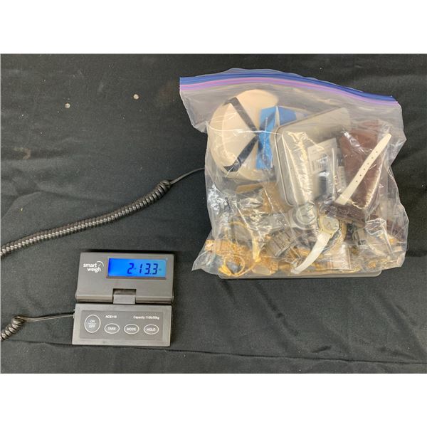 2lbs of Unsorted Costume Jewellery Mostly Watches, Colour Changing Ring, Avon Brooch, Etc