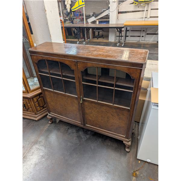 Antique Vintage Glass Door Book Cabinet